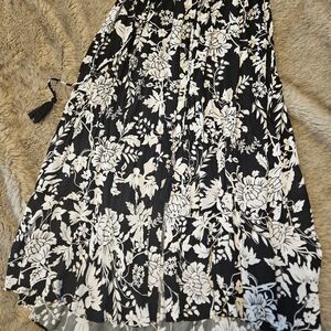 Rachel Zoe Black and White Floral Maxi Skirt